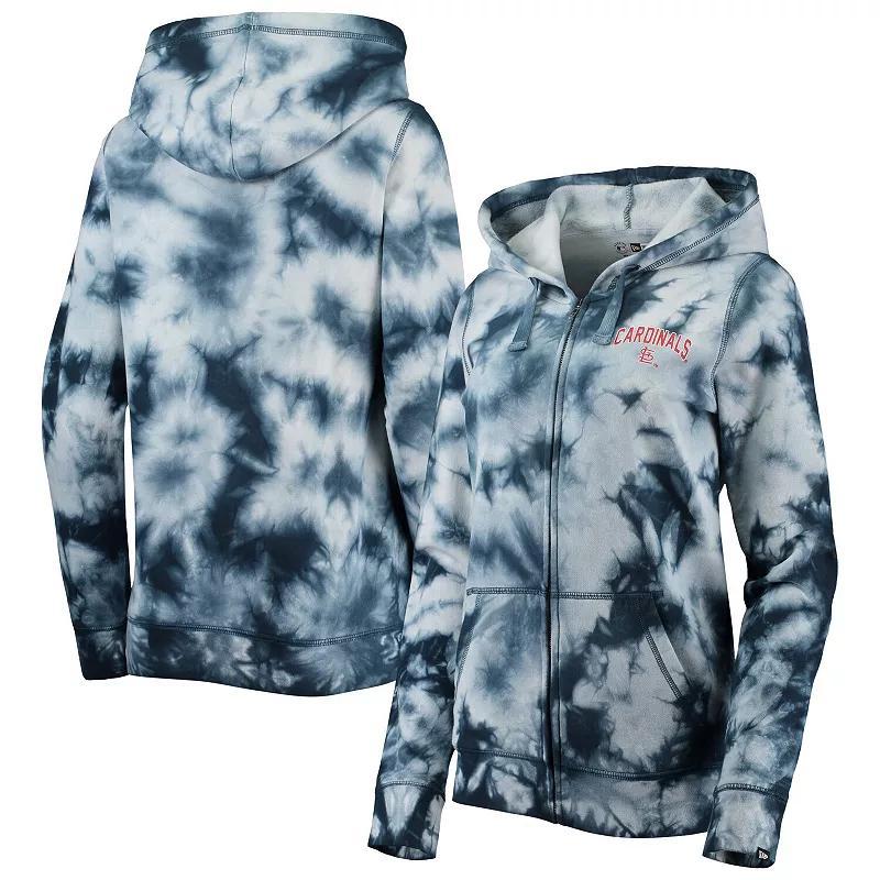 Womens New Era St. Louis Cardinals Tie-Dye Full-Zip Hoodie Blue Product Image