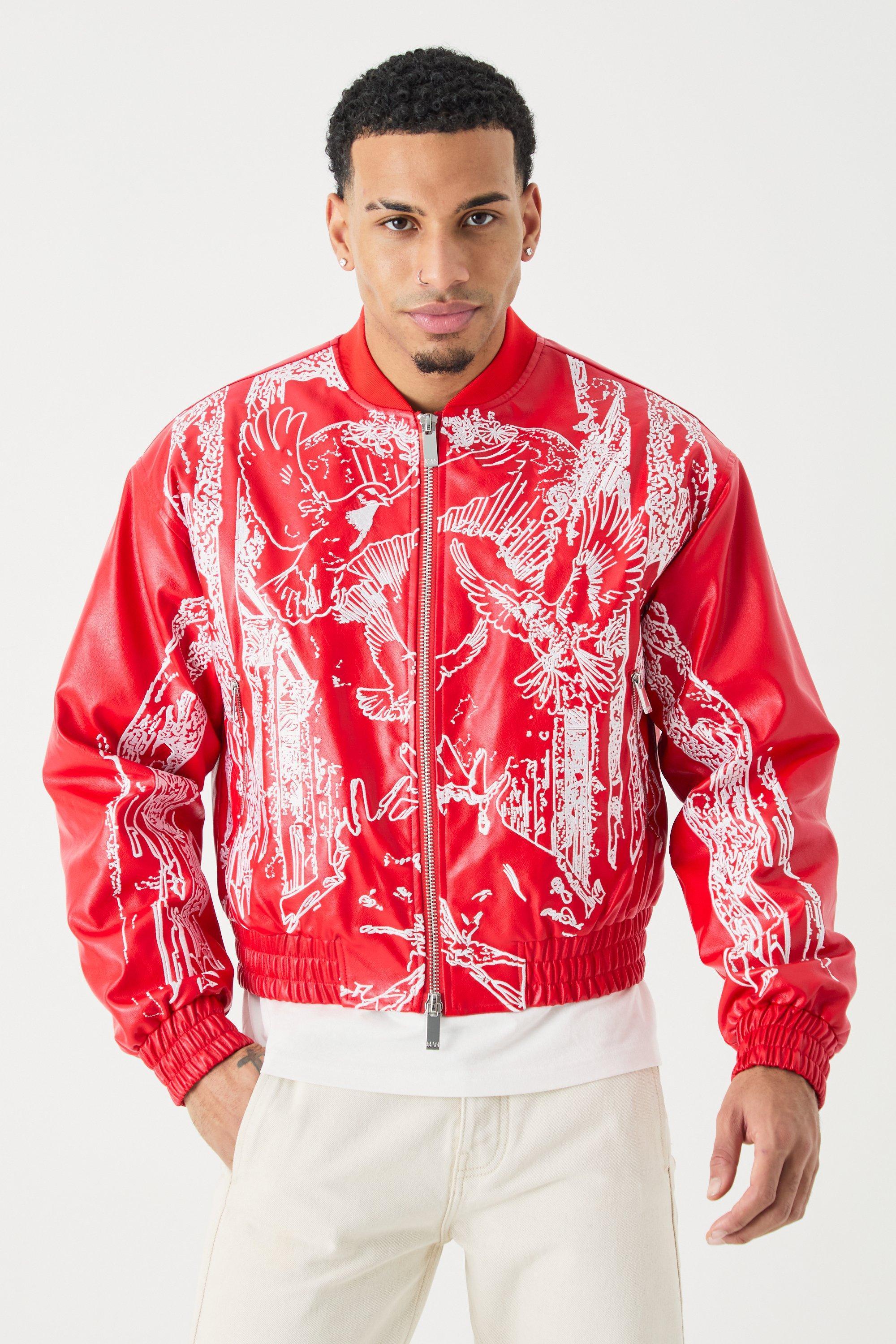 Boxy Embroidered Bomber | boohooMAN USA Product Image