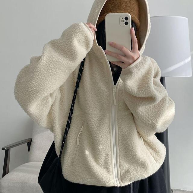 Plain Fleece Zip Hoodie Product Image