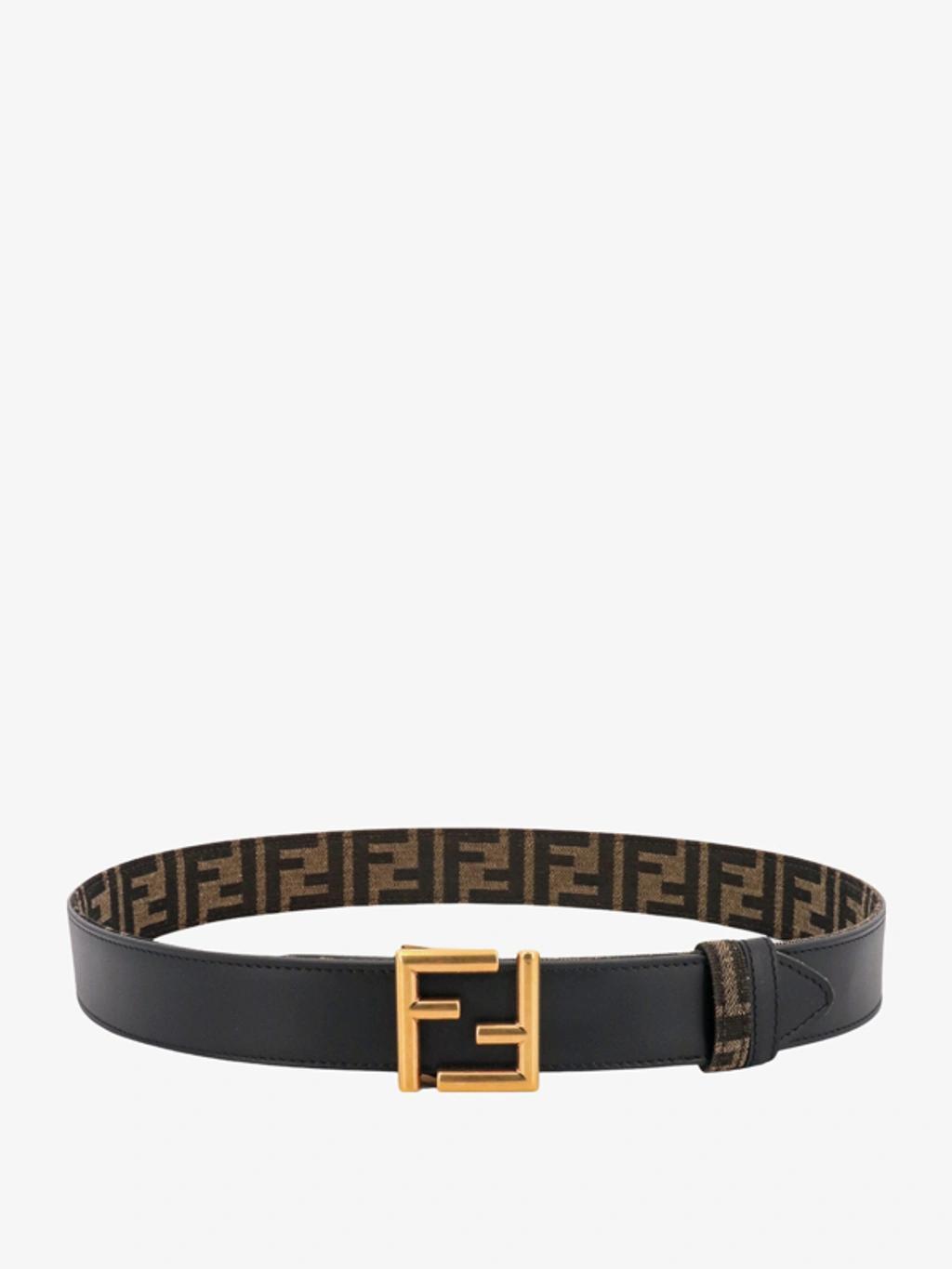 FENDI Black Leather Belt In Brown Product Image