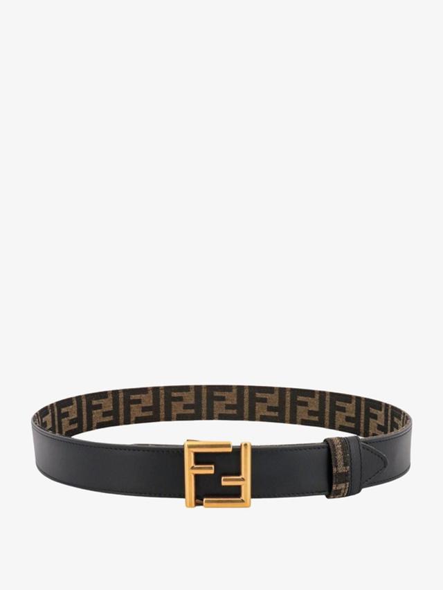 FENDI Black Leather Belt In Brown Product Image