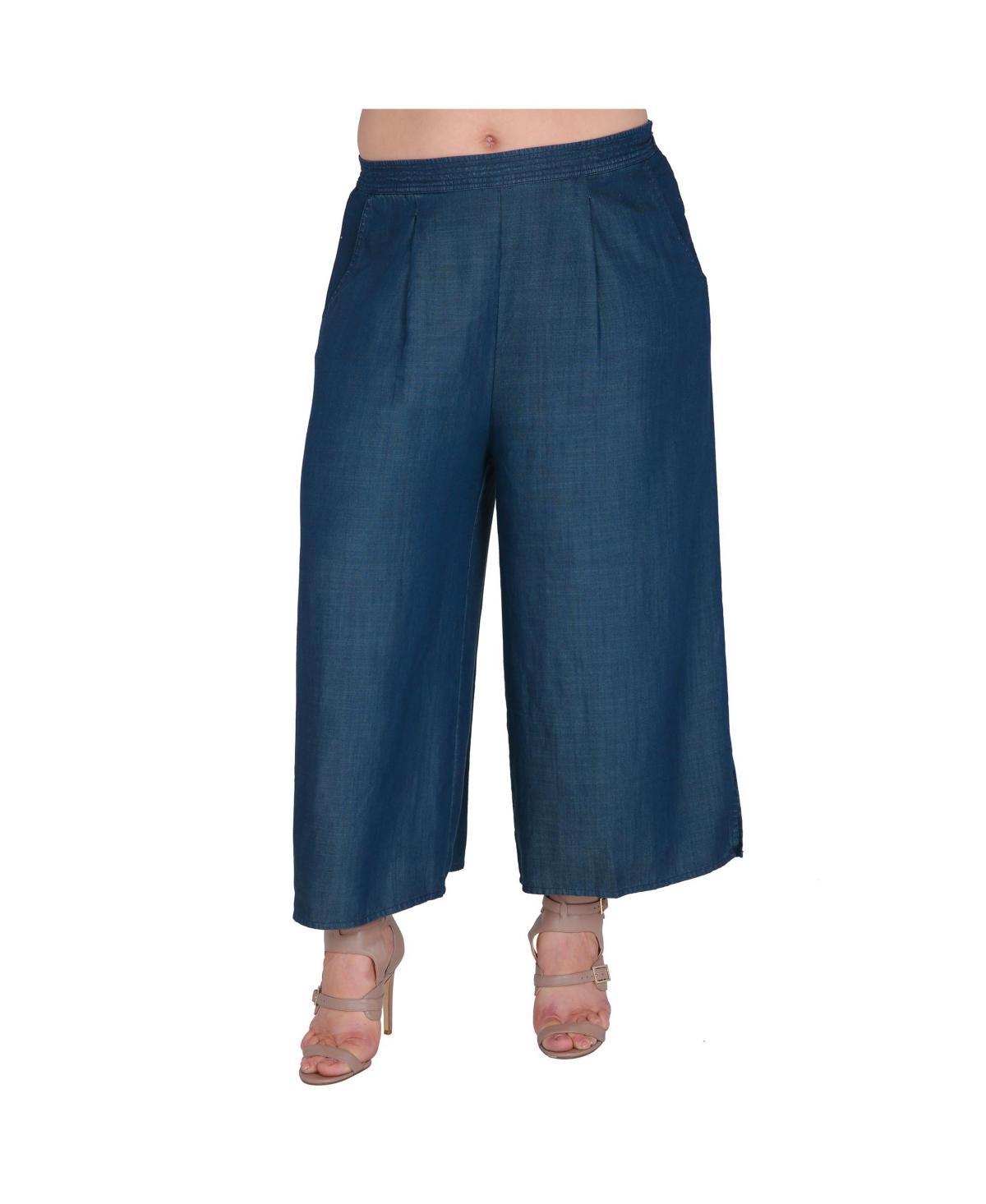 Womens Plus Size Wide-Leg Crop Palazzo Gaucho Pants Product Image