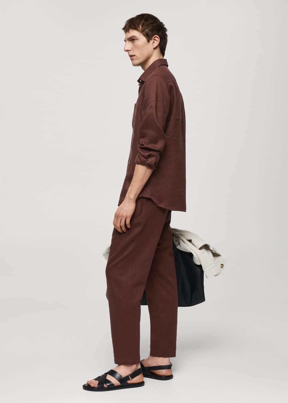 MANGO MAN - Slim-fit pants with drawstring burgundyMen Product Image