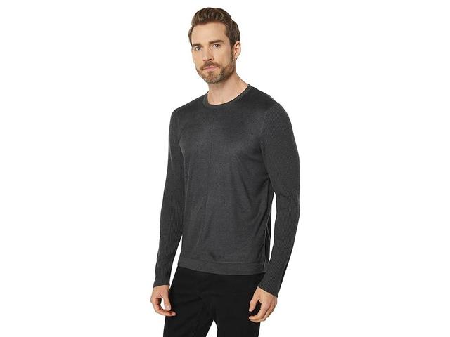 John Varvatos Regular Fit Long Sleeve Crew with Sweater Trim K3650Y3 (Charcoal) Men's Clothing Product Image