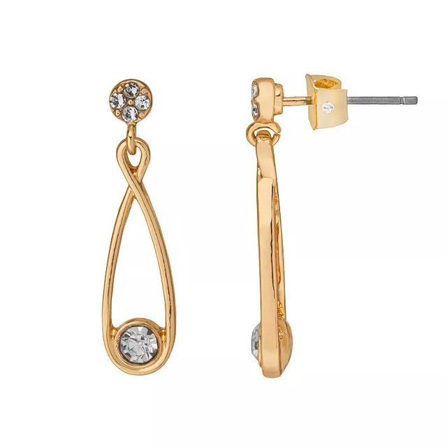 LC Lauren Conrad Gold Tone Overlapping Crystal Drop Earrings, Womens, Clear Product Image