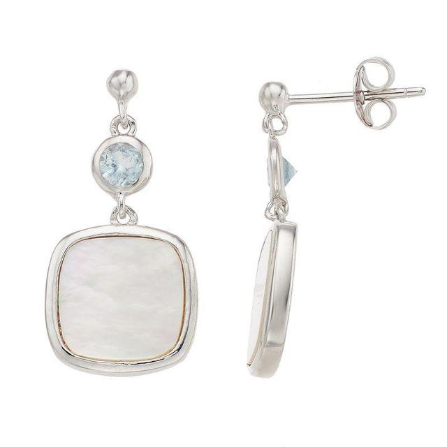 Sterling Silver Blue Topaz & Mother-of-Pearl Drop Earrings, Womens Product Image