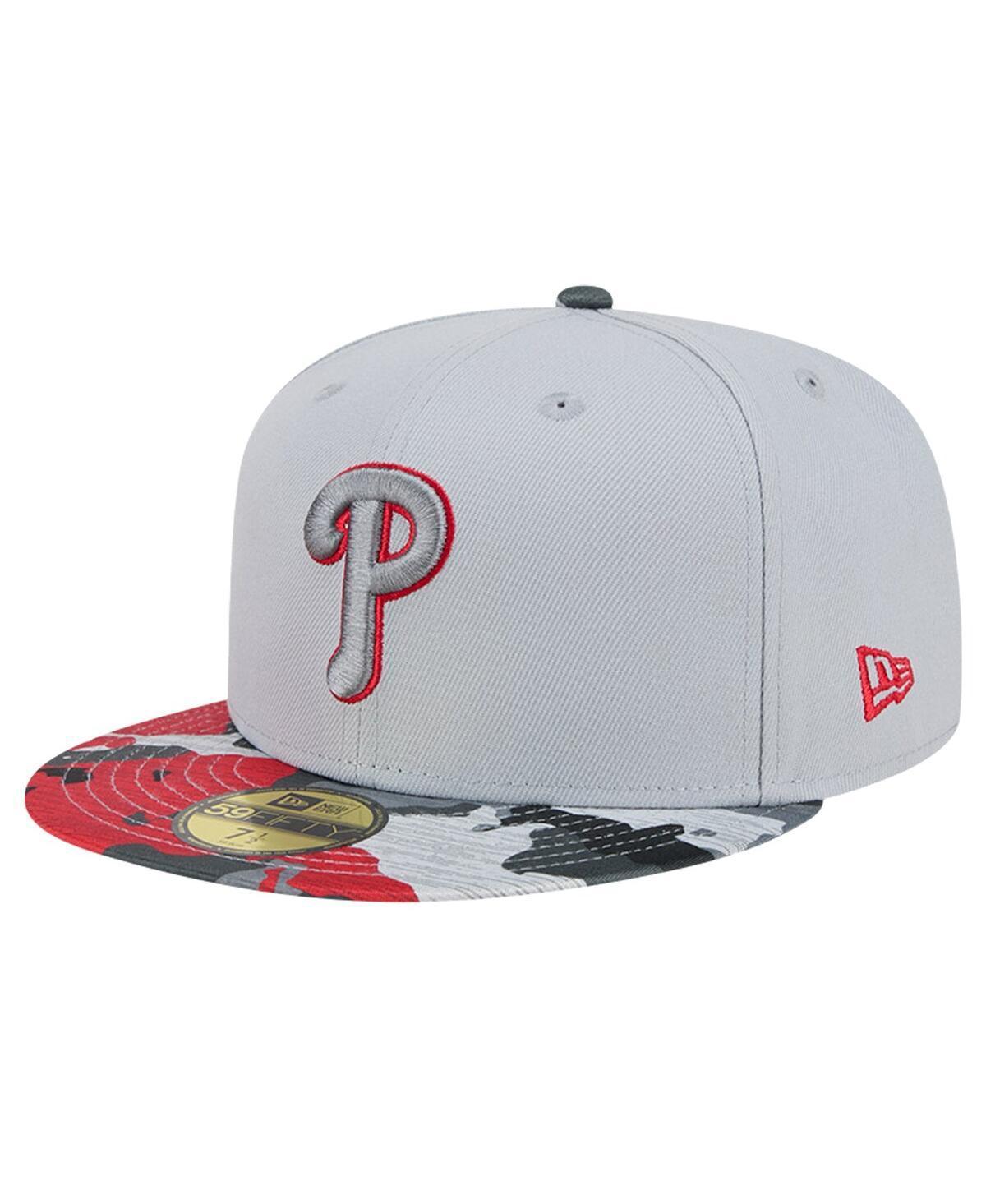 New Era Mens Gray Philadelphia Phillies Active Team Camo 59FIFTY Fitted Hat Product Image