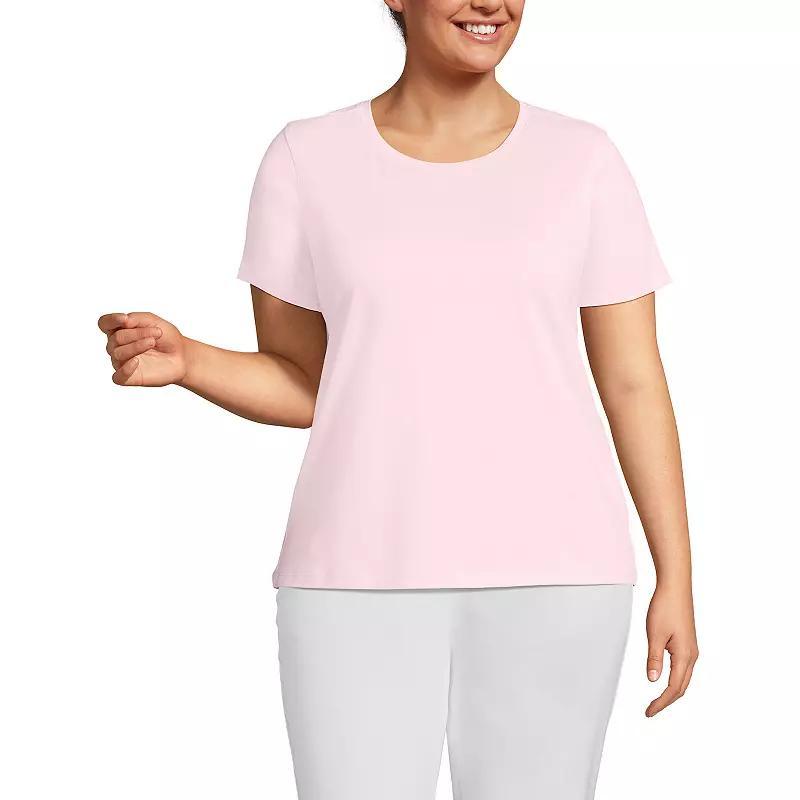 Plus Size Lands End Relaxed Supima Cotton Crewneck Tee, Womens Pale Purple Frost Product Image