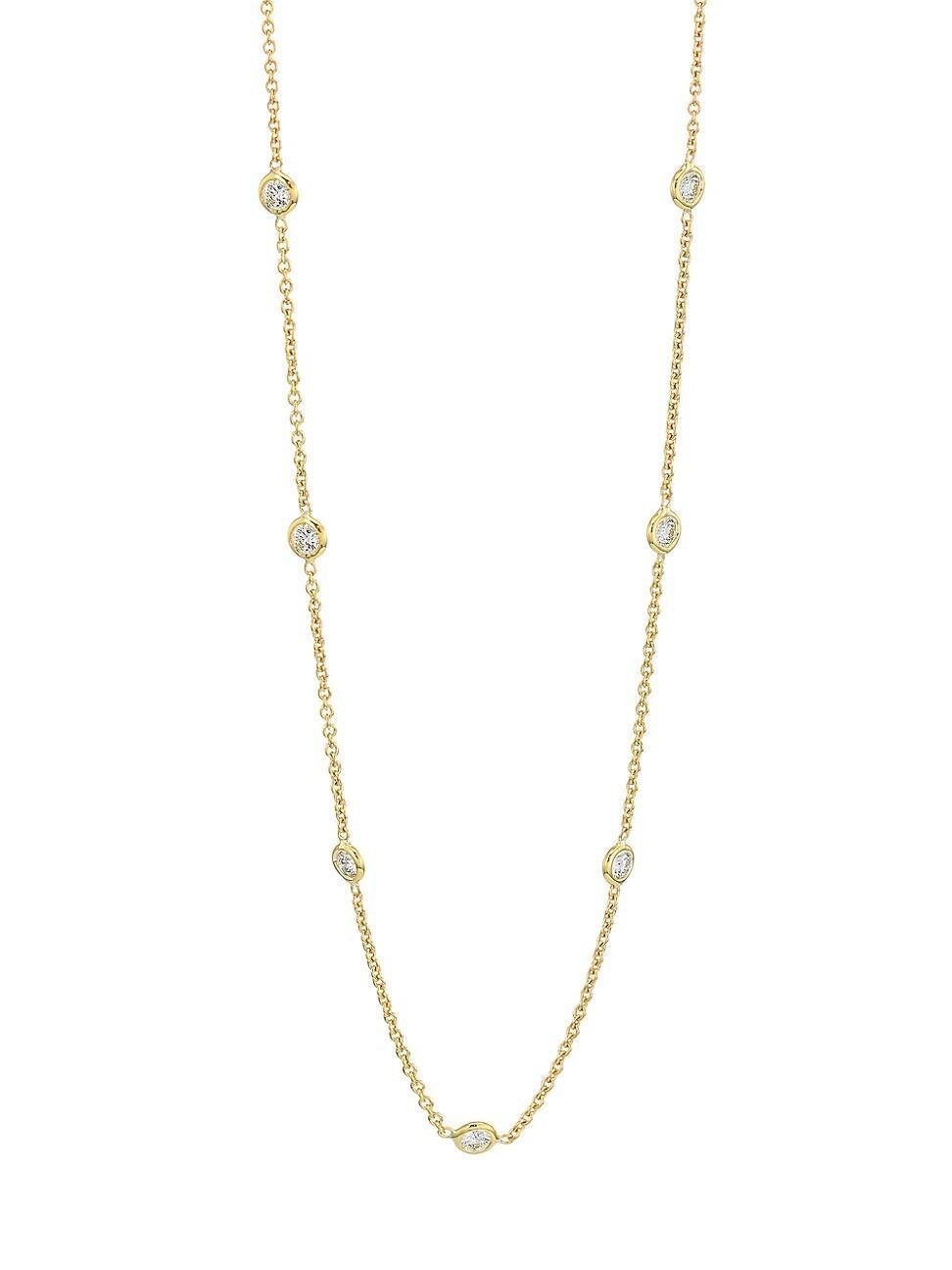 Womens 18K Yellow Gold & 0.7 TCW Diamond Station Necklace Product Image