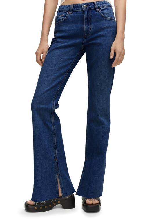 MANGO Split Raw Hem Mid Rise Straight Leg Jeans Product Image