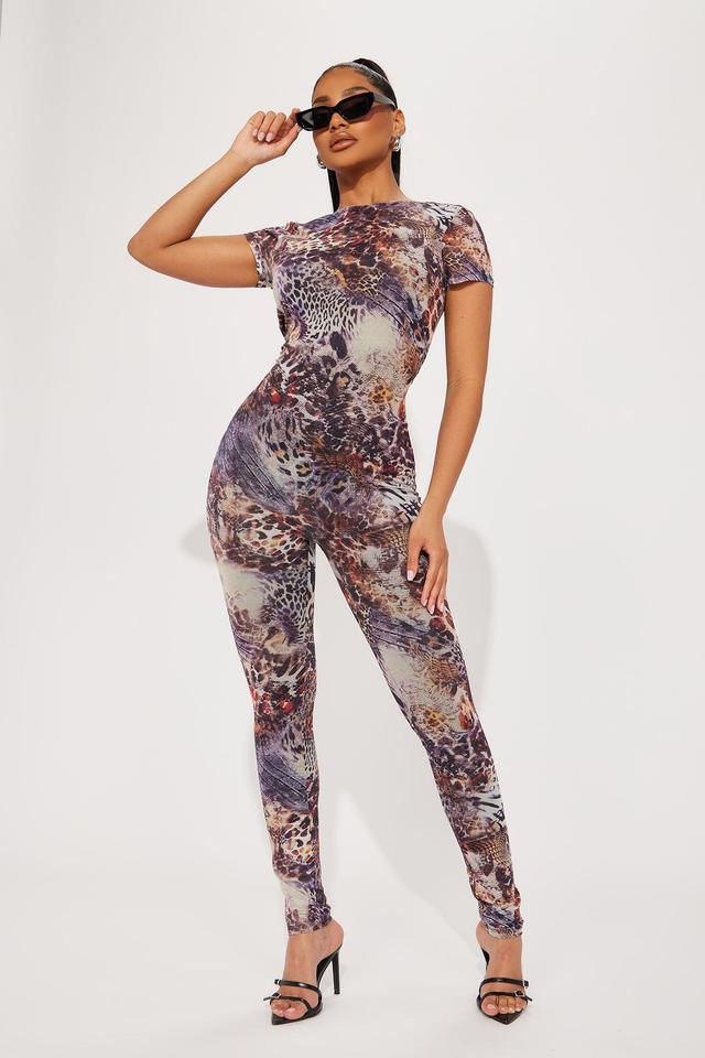 Forgive Me Mesh Jumpsuit - Brown/combo Product Image