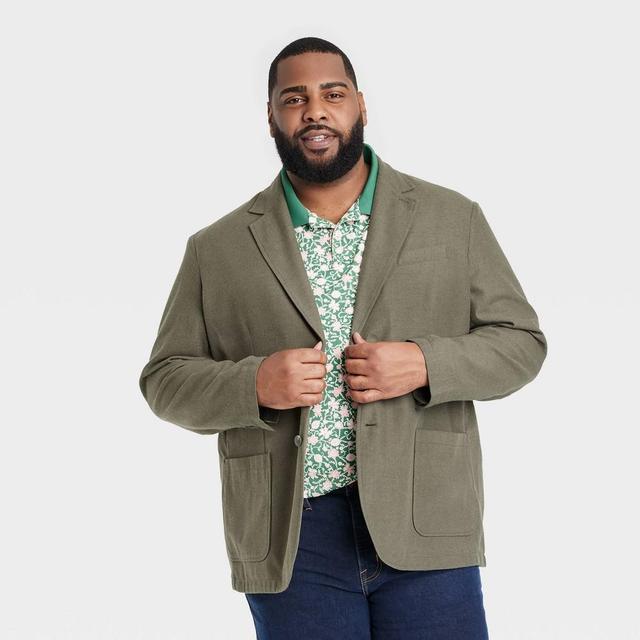 Mens Big & Tall Linen Blend Blazer - Goodfellow & Co Olive 5XL Product Image