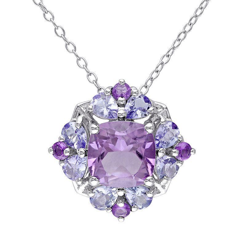 Stella Grace Amethyst & Tanzanite Sterling Silver Flower Pendant Necklace, Womens Purple Product Image