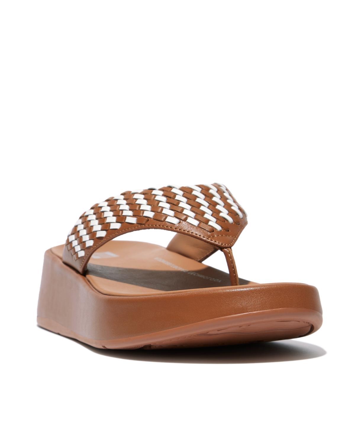 FitFlop Womens F-Mode Woven-Leather Flatform Toe-Post Sandals Product Image