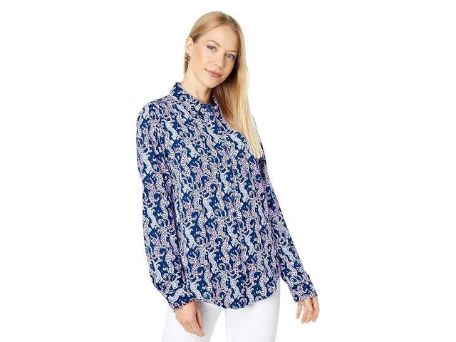 Lilly Pulitzer Sea View Button-Down (Oyster Bay On The Catwalk) Women's Clothing Product Image