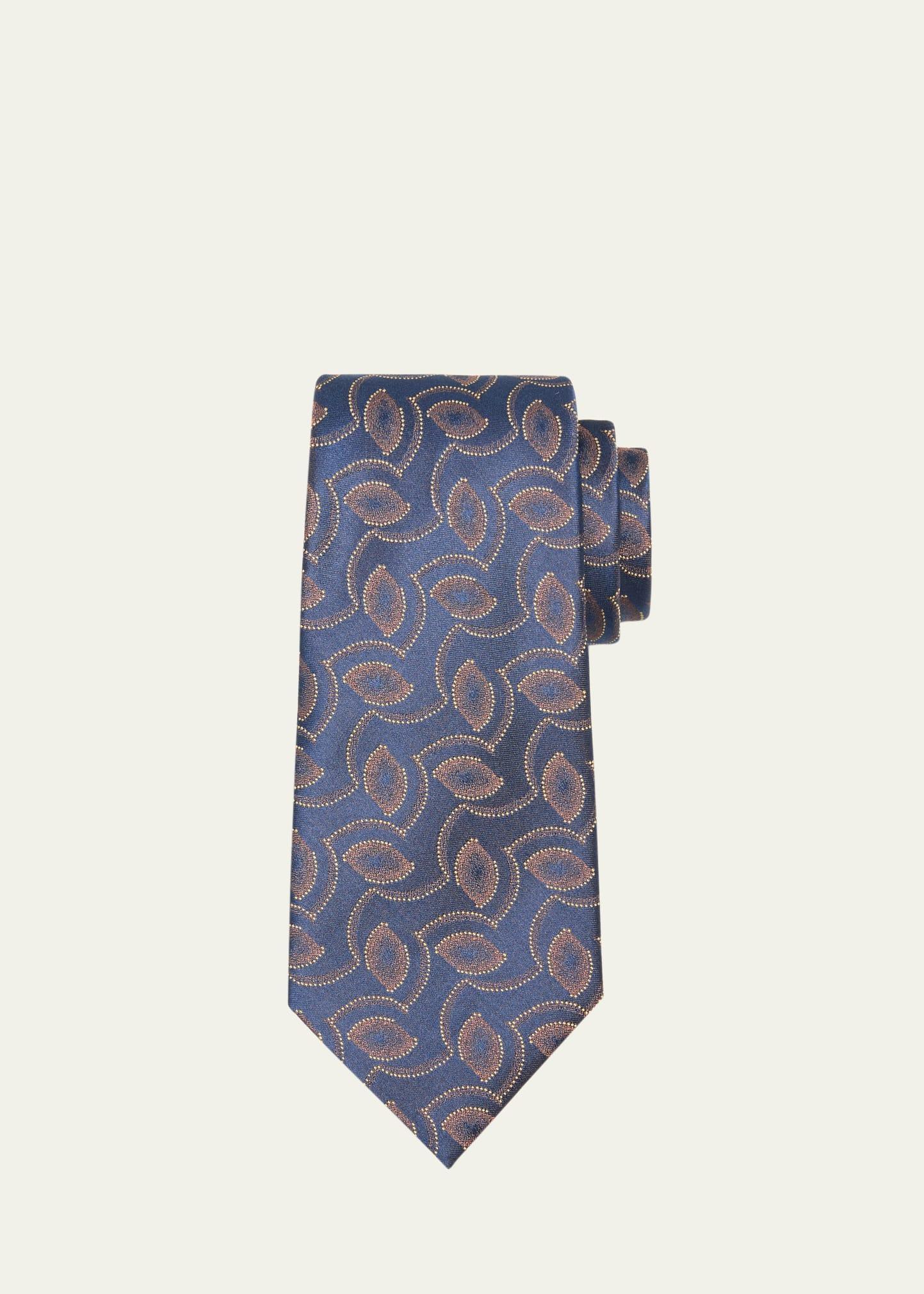 Mens Geometric Oval Jacquard Silk Tie Product Image