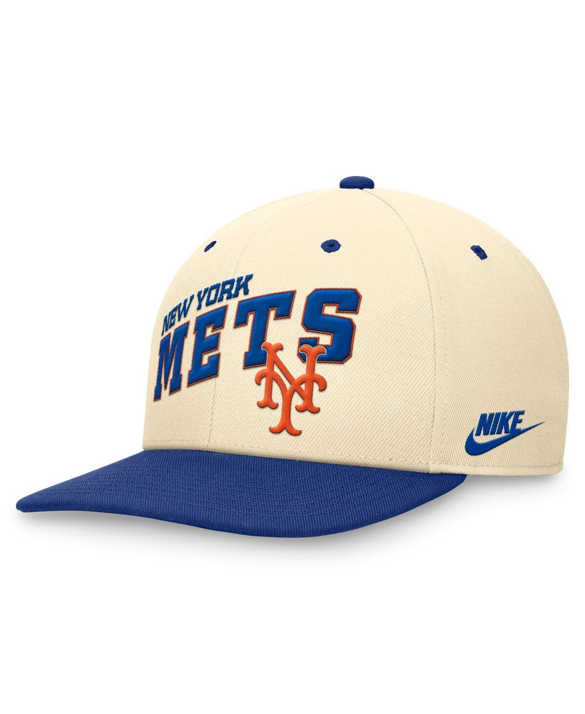 Mens Nike Cream/Royal New York Mets Rewind Cooperstown Collection Performance Snapback Hat Product Image