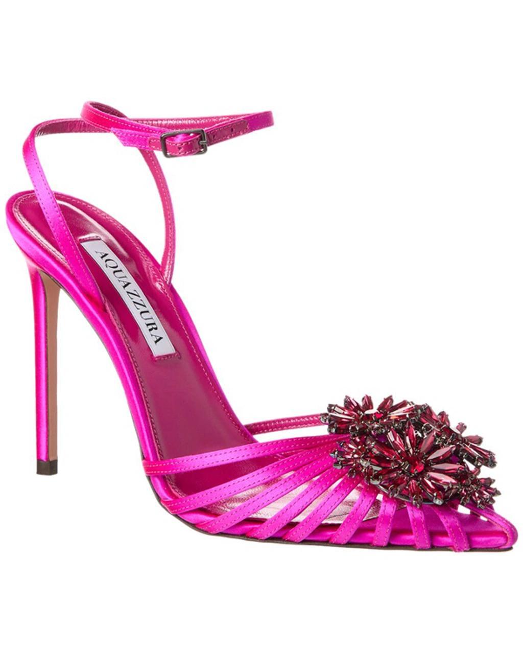 105mm Crytal Margarita Satin Pumps In Pink product image