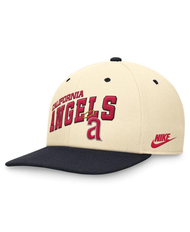 Mens Nike Cream/Navy California Angels Rewind Cooperstown Collection Performance Snapback Hat Product Image