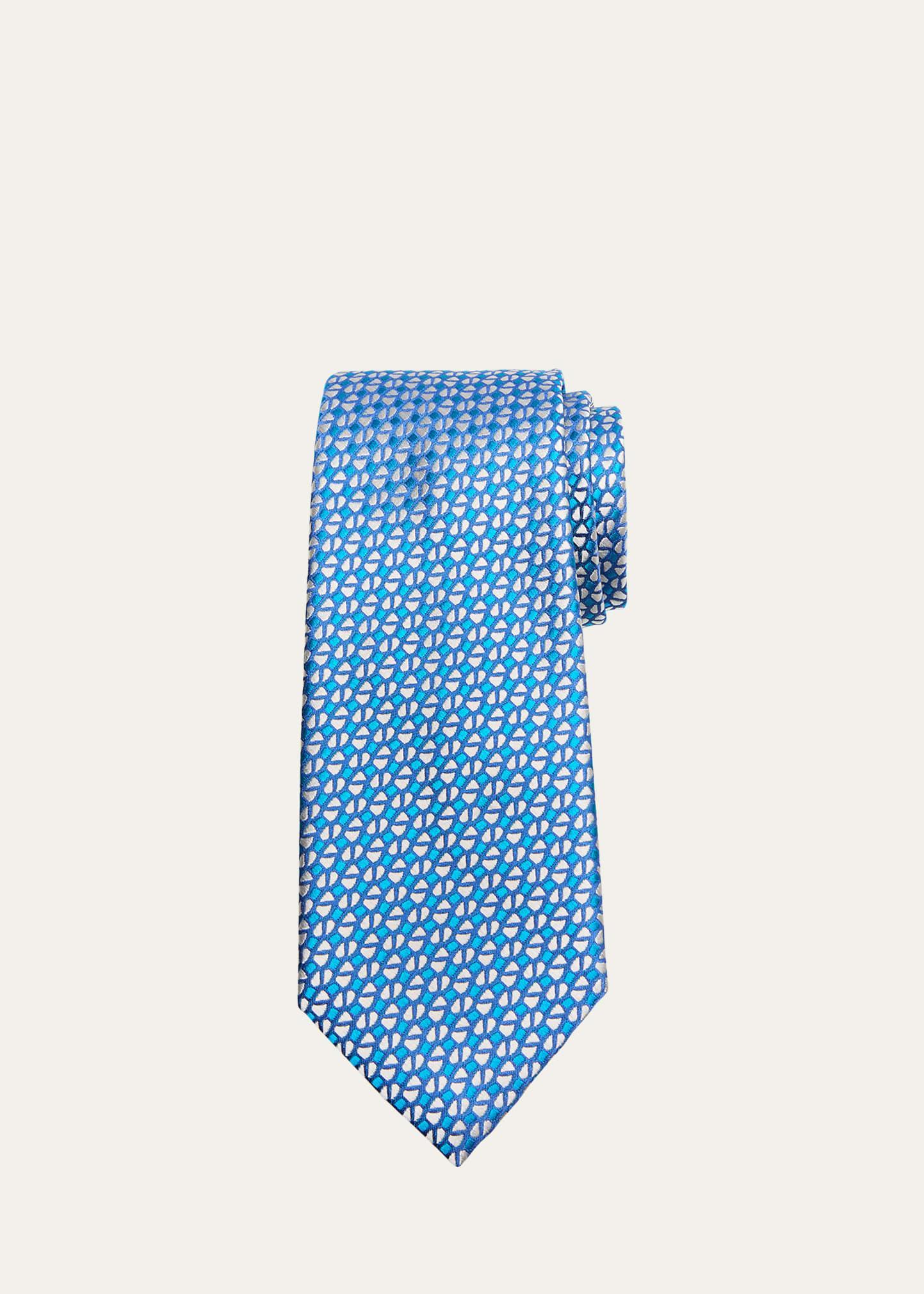 Mens Silk Geometric Jacquard Tie Product Image