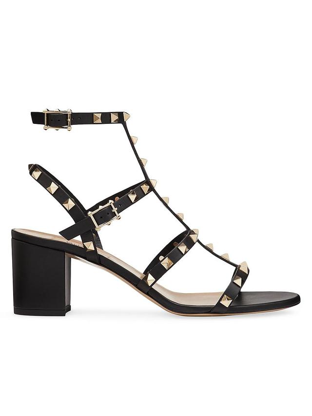 Womens Rockstud Calfskin Ankle Strap Sandals 60 MM Product Image