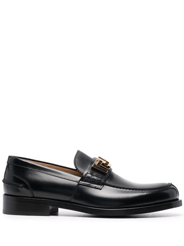 Greca-detail Leather Loafers In Black Product Image