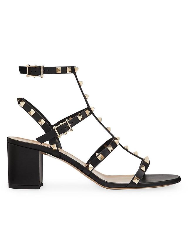 Womens Rockstud Calfskin Ankle Strap Sandals 60 Mm Product Image