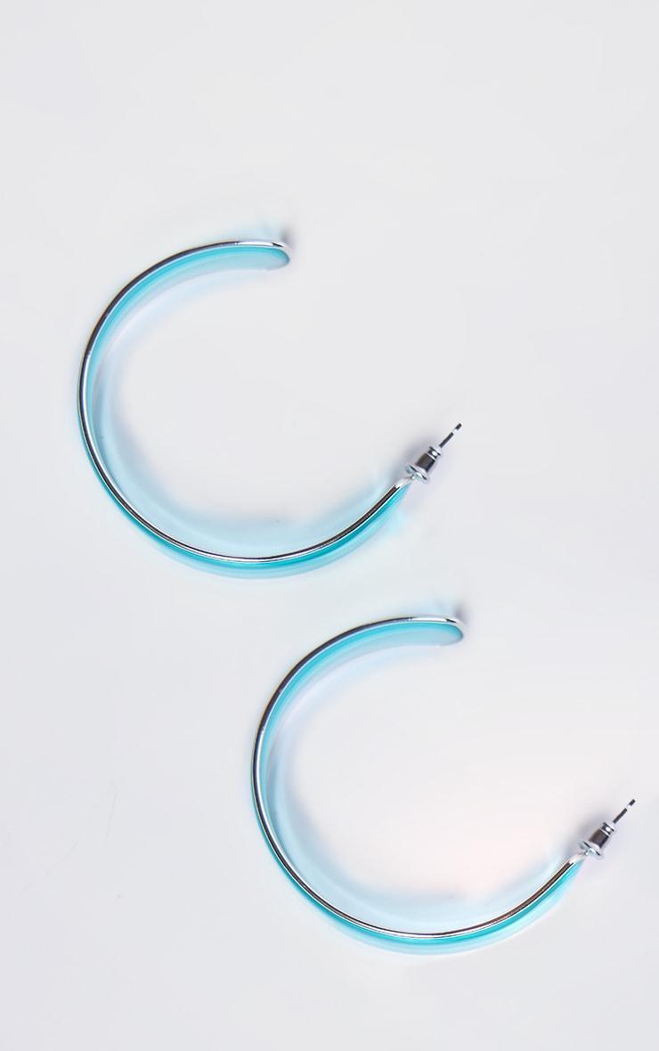 Blue Silver Trim Clear Hoop Earrings Product Image