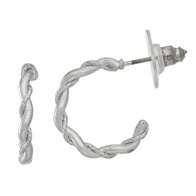 Napier 0.9in. Silver-Tone Extra Small C Hoop Earrings Product Image