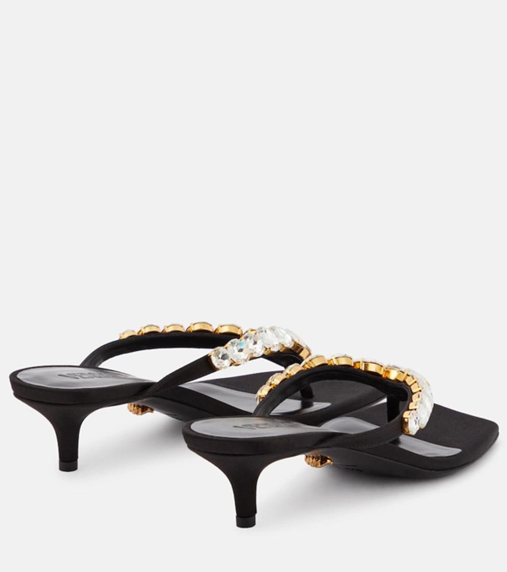 45mm Embellished Satin Sandals In Black Product Image