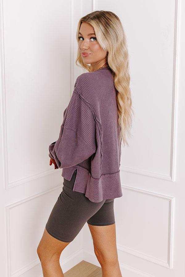 Cedar Creek Waffle Knit Top in Purple Product Image