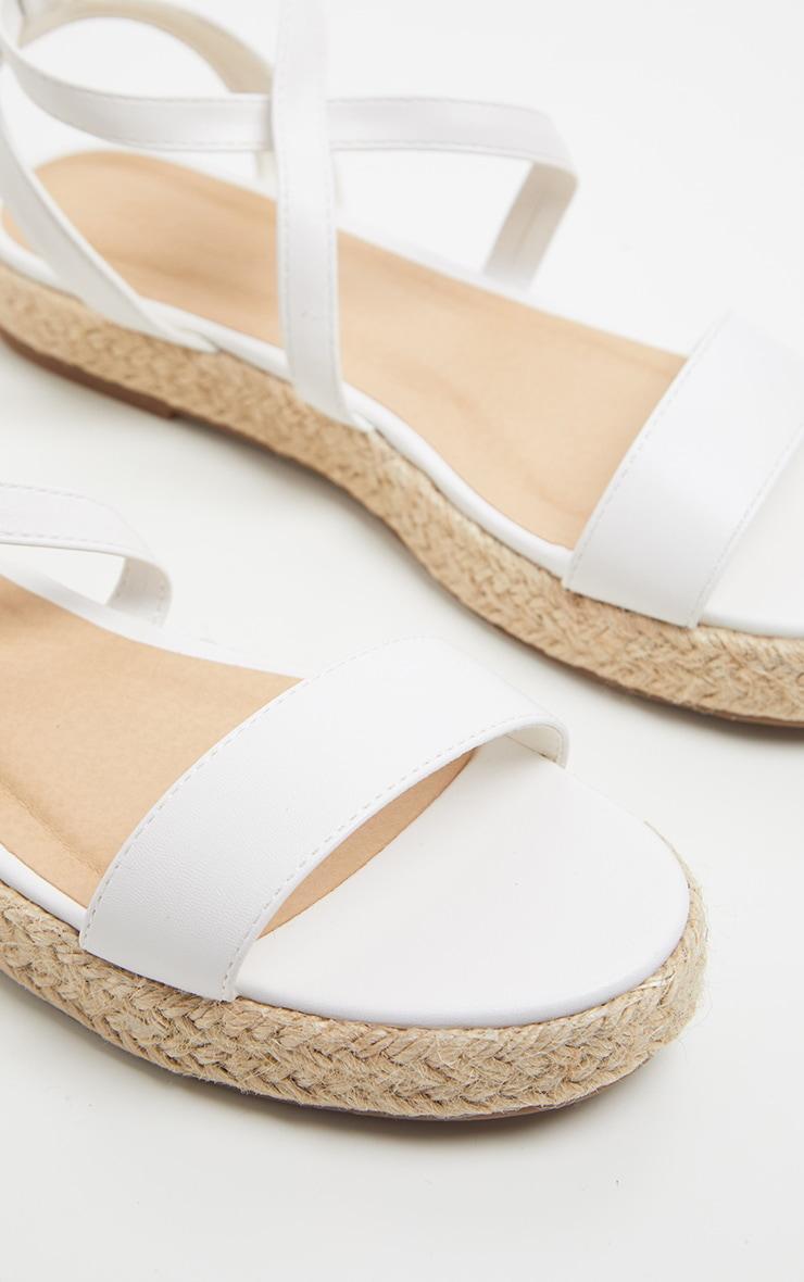 White Lace Up Espadrille Flatform Sandal Product Image