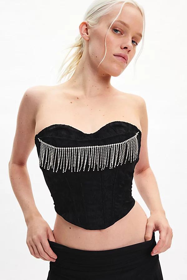 Out From Under Sabrina Rhinestone Fringe Appliqu Corset Womens at Urban Outfitters Product Image