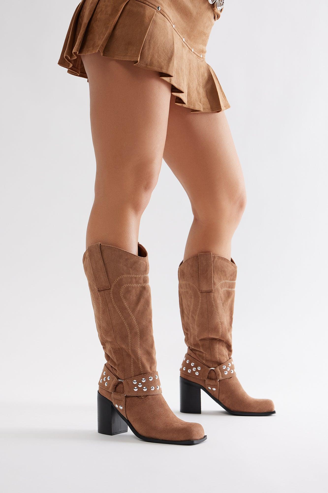 River Moto Knee High Boots - Tan Product Image