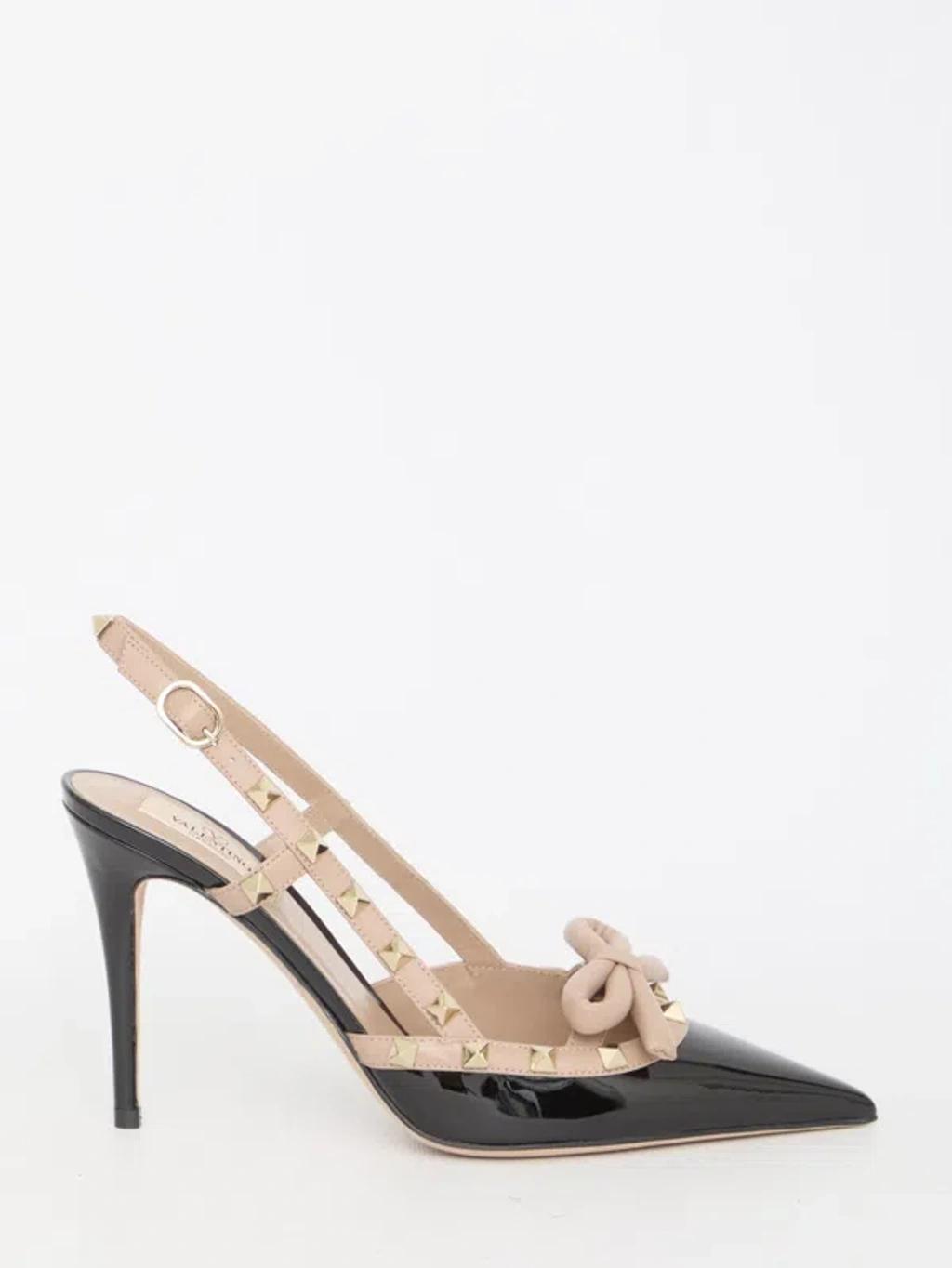 VALENTINO GARAVANI Rockstud Bow Slingback Pumps In Black Product Image