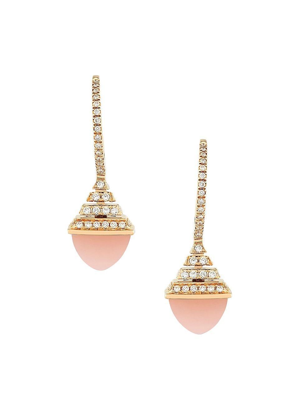 Womens Cleo 18K Rose Gold, Diamond & Pink Opal Earrings Product Image