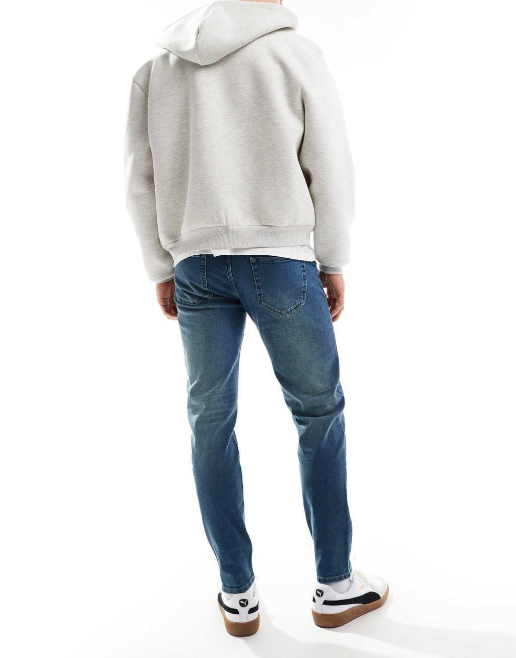 French Connection tapered jeans in washed blue Product Image