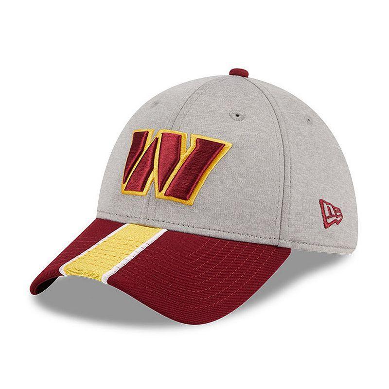 Mens New Era Heather Gray/Burgundy Washington Commanders Striped 39THIRTY Flex Hat Grey Product Image