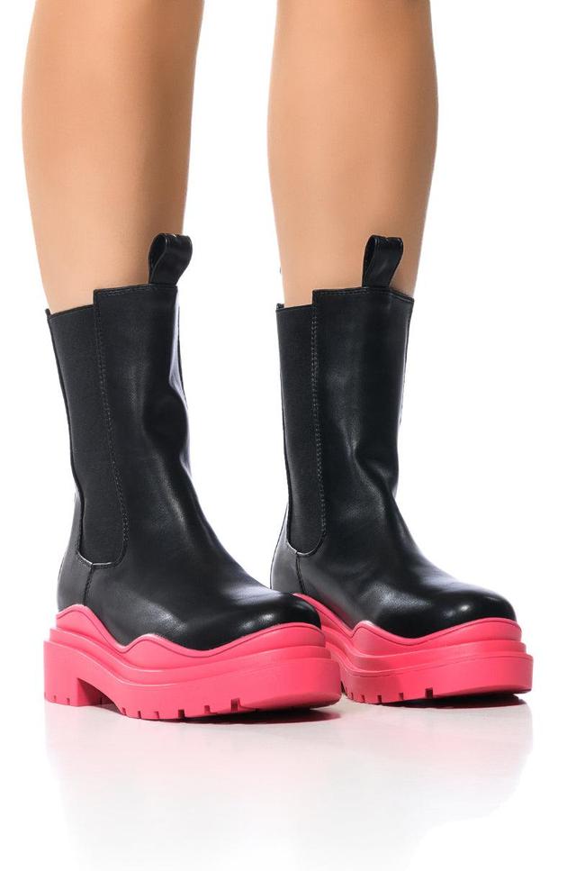 AZALEA WANG GHOSTED FLATFORM CHELSEA BOOT IN FUCHSIA Product Image