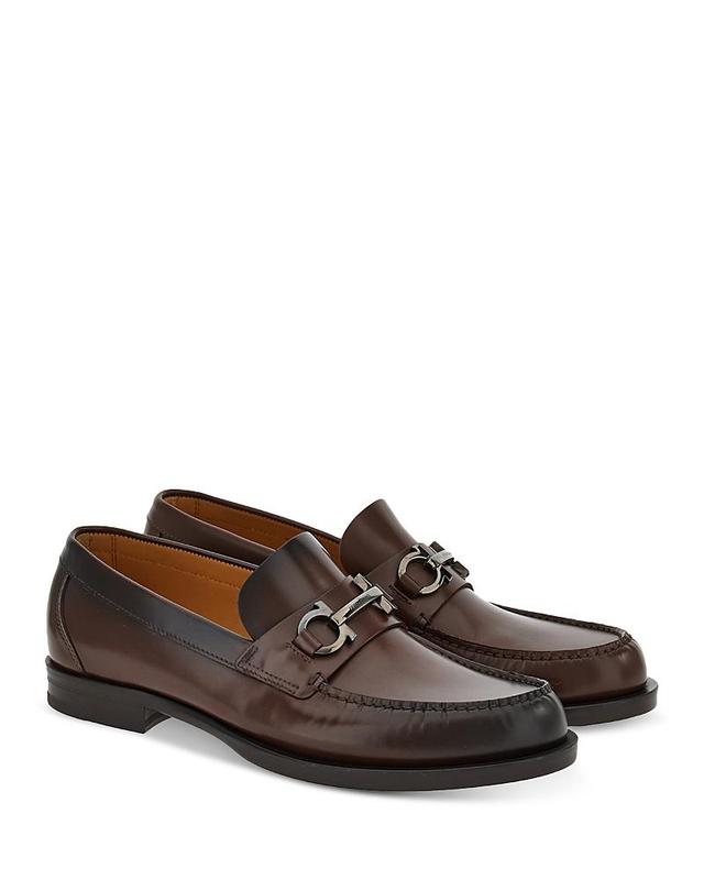 Ferragamo Mens Fort Royale Gancini Bit Leather Loafers Product Image