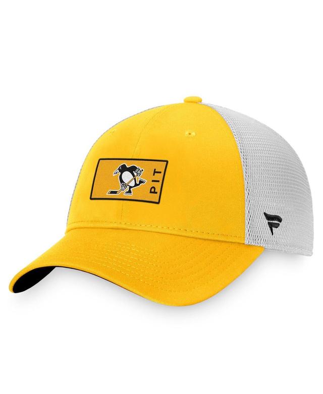 Mens Fanatics Branded Gold/White Pittsburgh Penguins Authentic Pro Trucker Snapback Hat Product Image