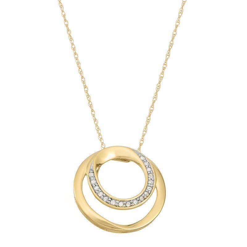 HDI 10k Gold 1/10 Carat T.W. Diamond Circle Pendant Necklace, Womens Product Image