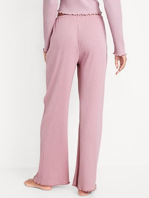 High-Waisted Ribbed Pajama Pants Product Image