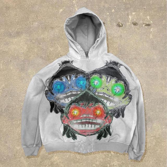 Vintage Funny Cartoon Graphic Acid Washed Oversized Hoodie Product Image