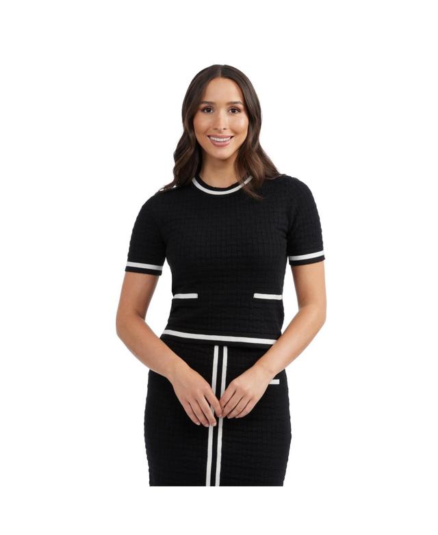 Ellen Tracy Womens Textured Shirt with Contrast Rib Trim Product Image