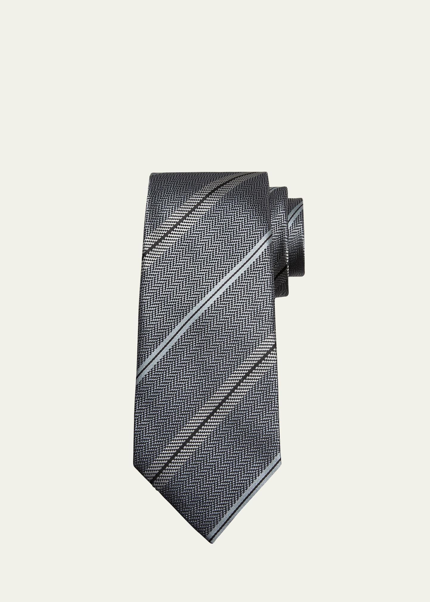 Mens Mulberry Silk Stripe Tie Product Image