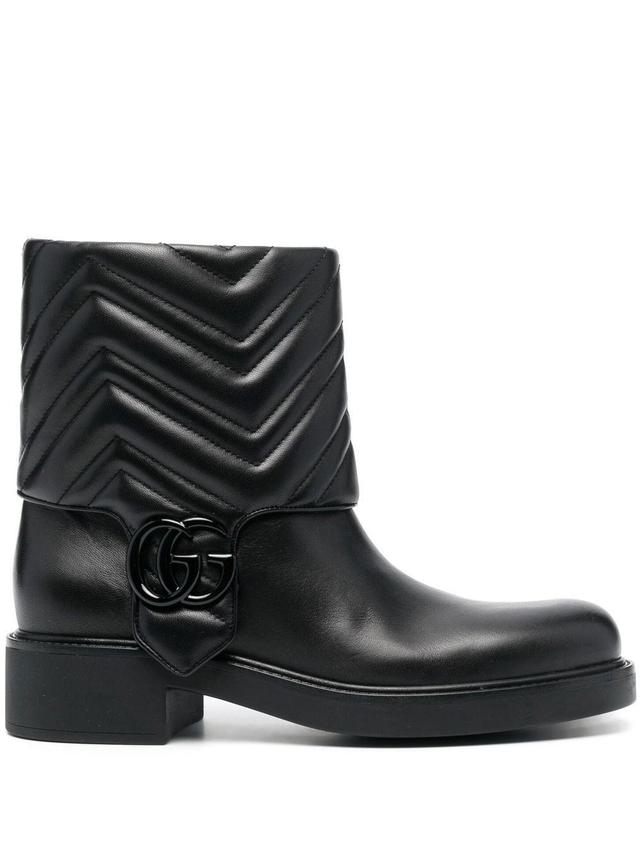 Gg Leather Ankle Boots In Black Product Image