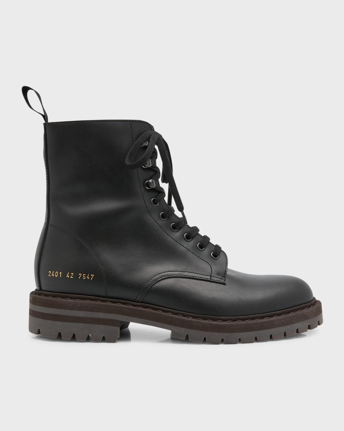 Mens Leather Zip Combat Boots Product Image