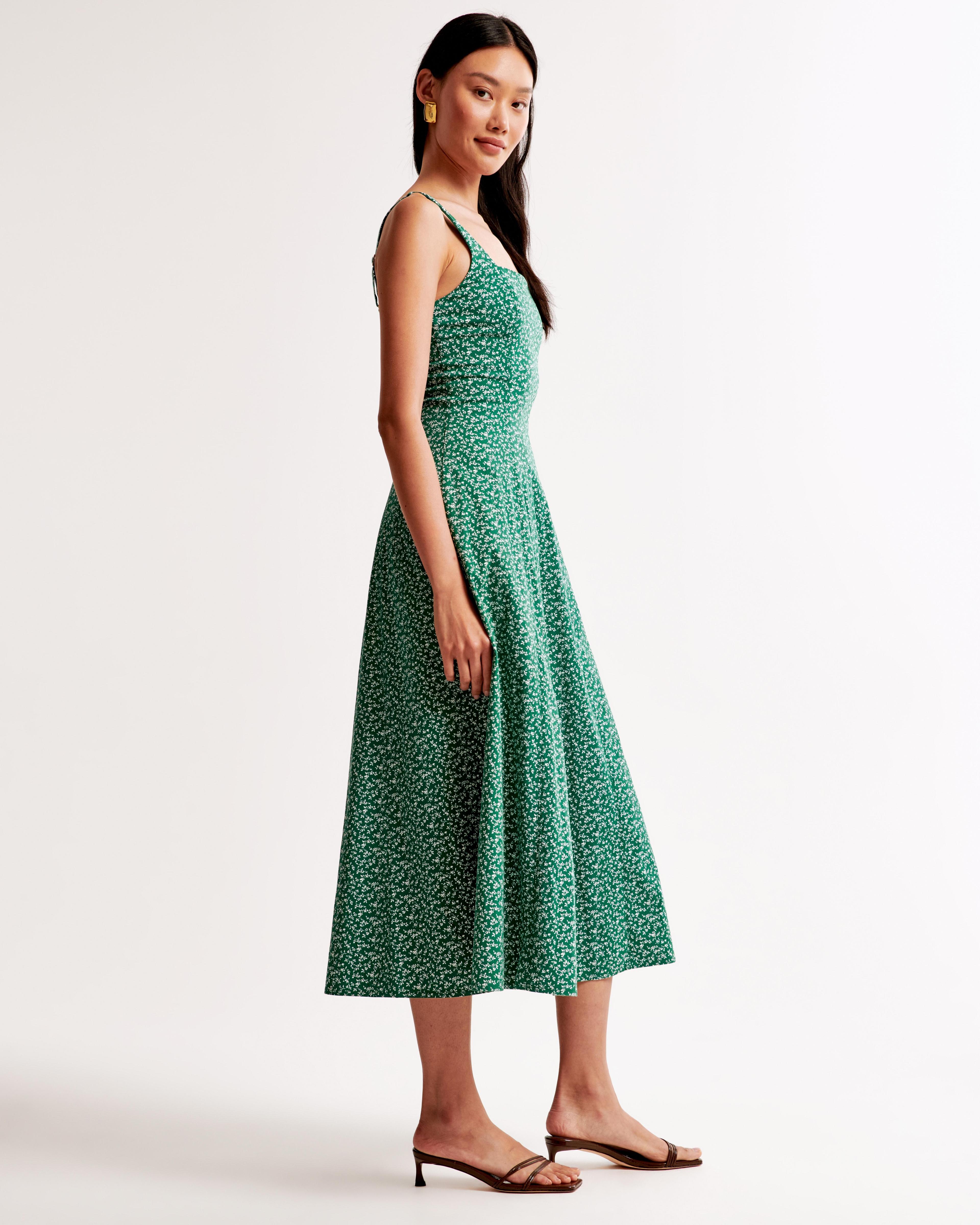 The A&F Mila Fit & Flare Stretch Midi Dress Product Image