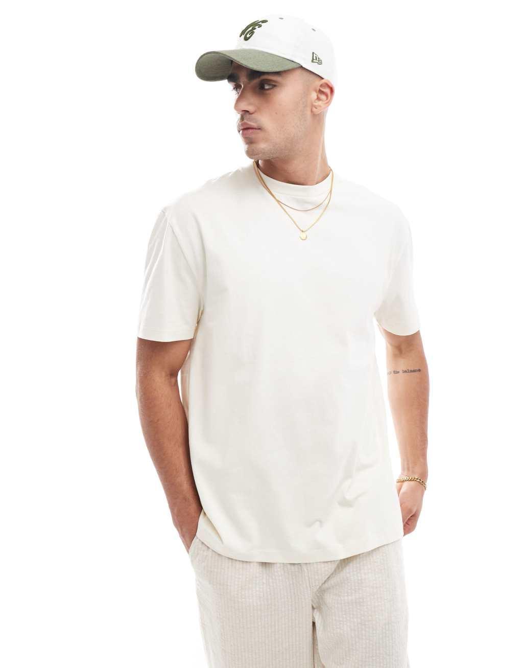 ASOS DESIGN relaxed t-shirt in off white with back print Product Image